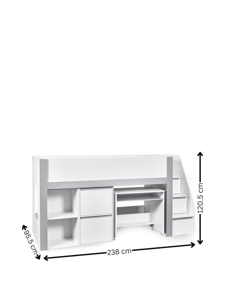 Julian Bowen White and Silver Gaia Midsleeper Bed - Image 10 of 10 Julian Bowen White and Silver Gaia Midsleeper Bed - Image 10 of 10