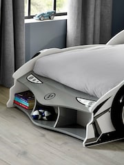 Julian Bowen White and Grey Storm High Gloss Race Car Bed - Image 17 of 17