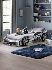 Julian Bowen White and Grey Storm High Gloss Race Car Bed - Image 2 of 17