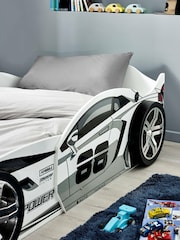 Julian Bowen White and Grey Storm High Gloss Race Car Bed - Image 3 of 17