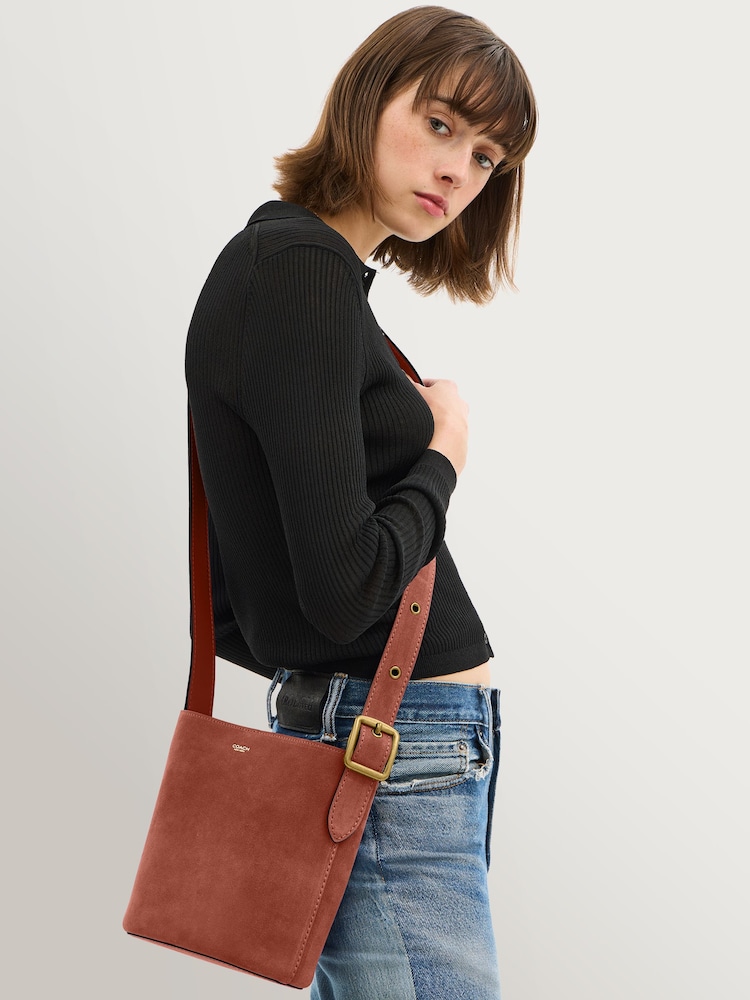 COACH Brown Suede Bleecker Bucket Bag - Image 1 of 8