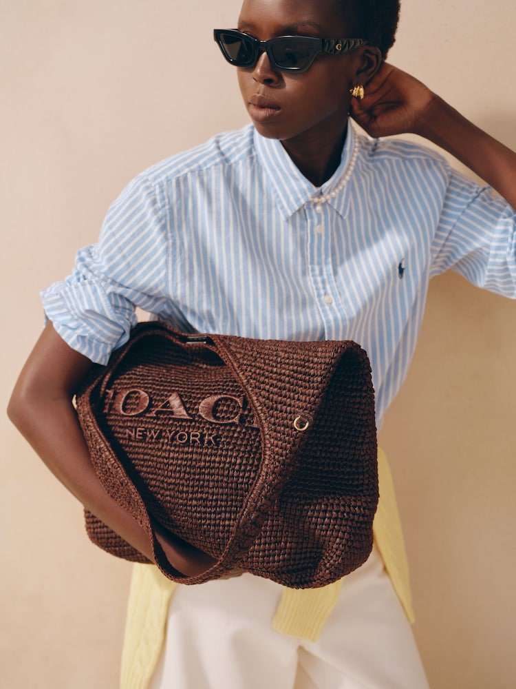 COACH Maple Brooklyn Raffia 39 Bag - Image 7 of 7