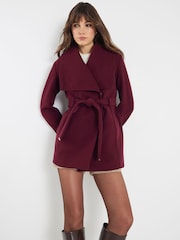 River Island Red Wide Collar Short Wrap Coat - Image 1 of 4
