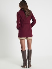 River Island Red Wide Collar Short Wrap Coat - Image 4 of 4