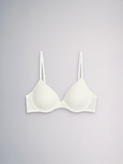 The Set 4 Pack Light Padded Cotton Plunge Bras Pastel Pink/ Khaki Green/ Cream - Image 2 of 7
