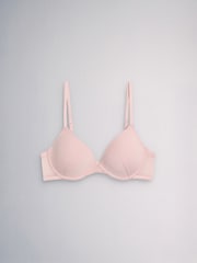 The Set 4 Pack Light Padded Cotton Plunge Bras Pastel Pink/ Khaki Green/ Cream - Image 4 of 7
