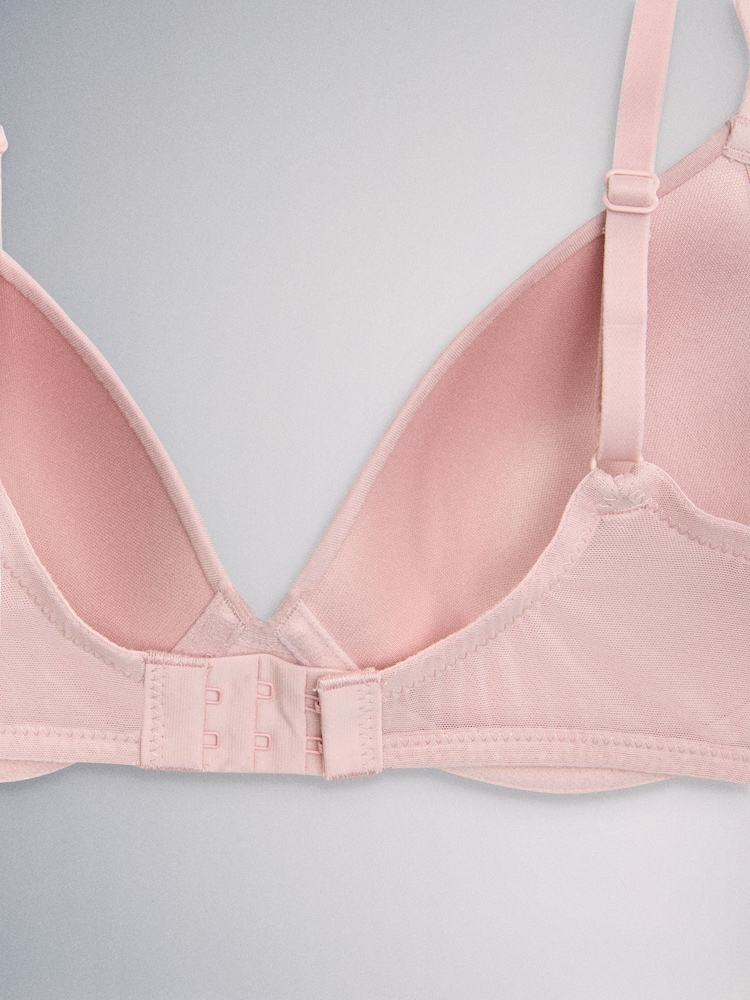 The Set 4 Pack Light Padded Cotton Plunge Bras Pastel Pink/ Khaki Green/ Cream - Image 7 of 7