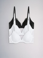 The Set 4 Pack Light Padded Lace Plunge Bras Black/White - Image 1 of 16