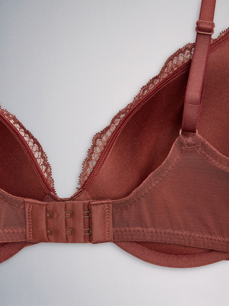The Set 4 Pack Light Padded Lace Plunge Bras Rust Brown/ Blush Pink - Image 10 of 10