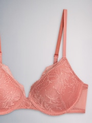 The Set 4 Pack Light Padded Lace Plunge Bras Rust Brown/ Blush Pink - Image 9 of 10