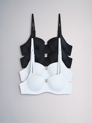 The Set 4 Pack Light Padded Microfibre Balcony Bras Black/White - Image 2 of 14