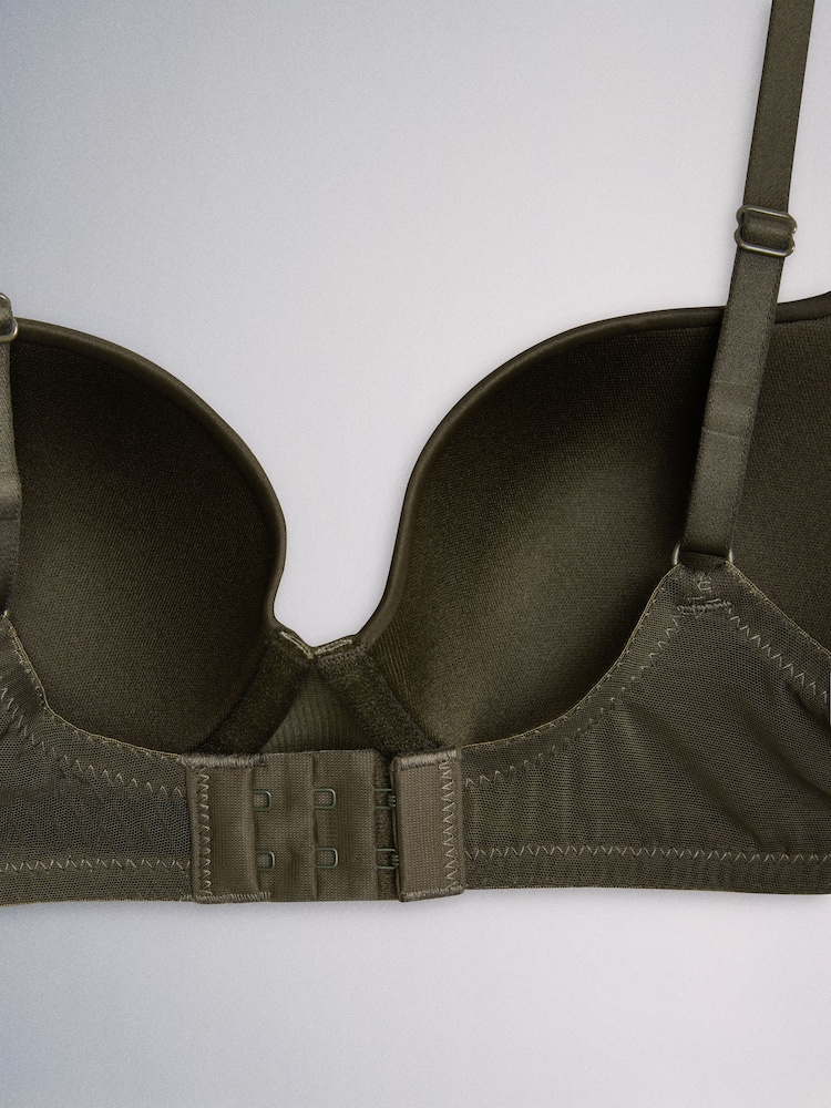 The Set 4 Pack Light Padded Microfibre Balcony Bras Black/Burghundy Red/Khaki Green - Image 7 of 7