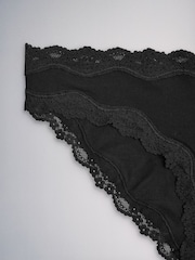 The Set Brazilian 7 Pack Cotton Lace Knickers Black/White - Image 10 of 10