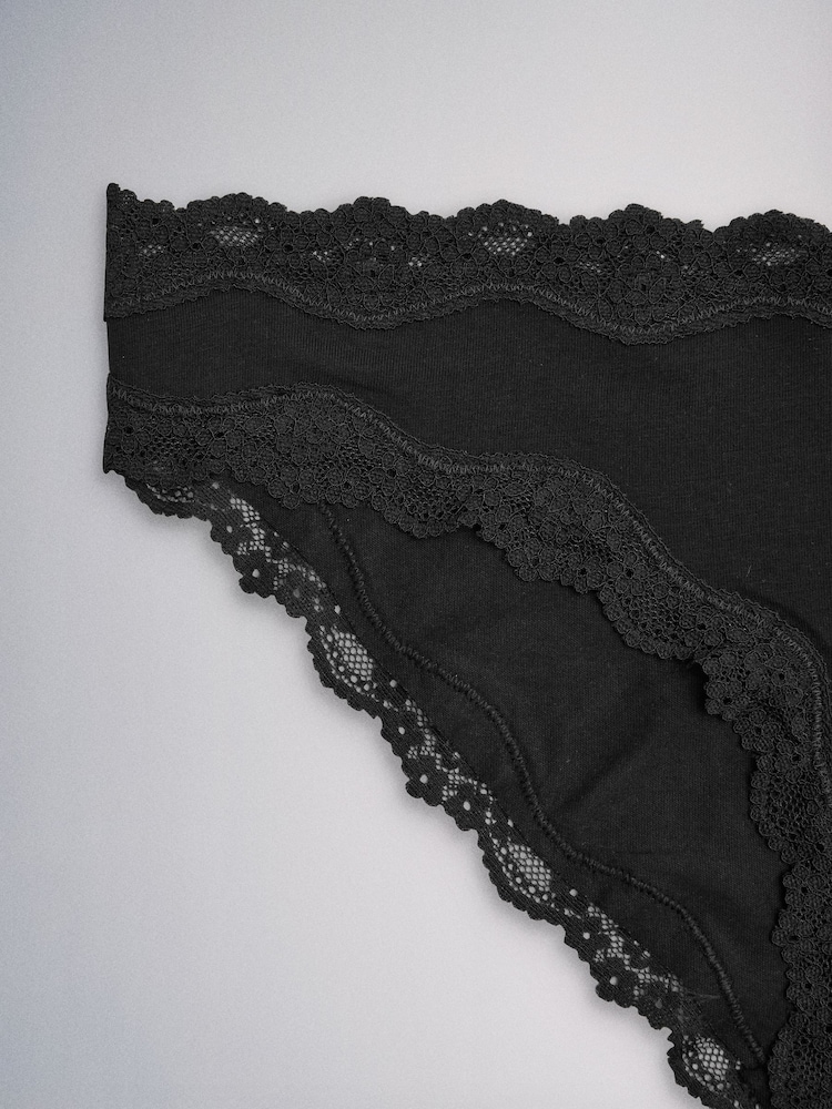 The Set Brazilian 7 Pack Cotton Lace Knickers Black/White - Image 10 of 10 The Set Brazilian 7 Pack Cotton Lace Knickers Black/White - Image 10 of 10