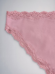 The Set Brazilian 7 Pack Cotton Lace Knickers Rust Brown/ Blush Pink - Image 17 of 17