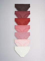 The Set Brazilian 7 Pack Cotton Lace Knickers Rust Brown/ Blush Pink - Image 2 of 17