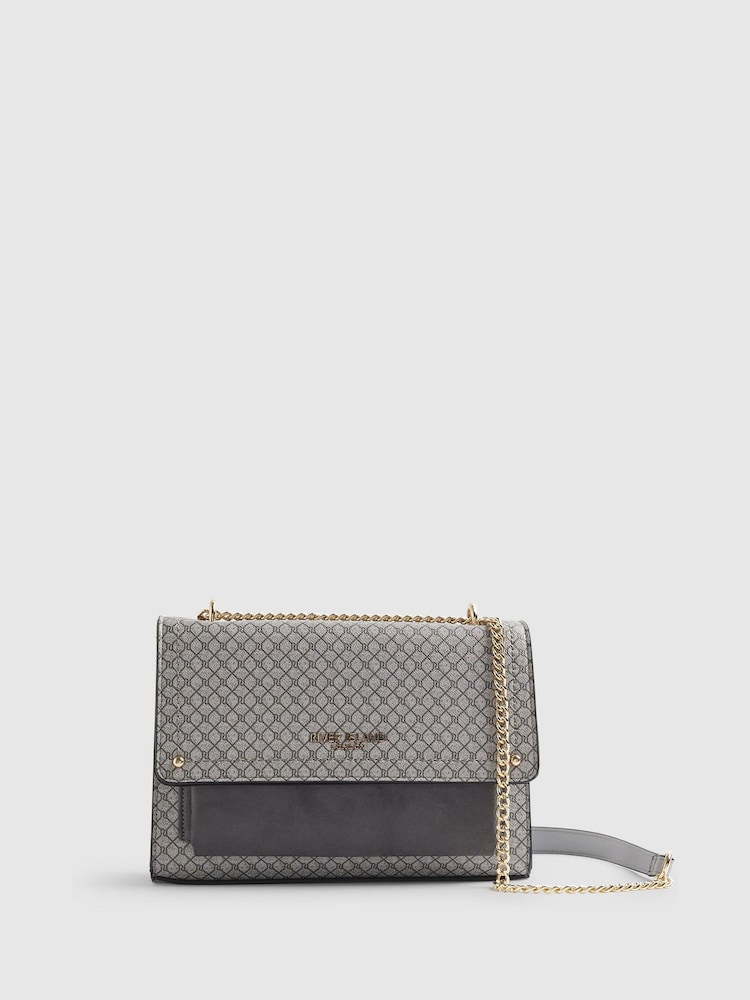 River Island Grey Monogram Pocket Front Shoulder Bag - Image 2 of 6