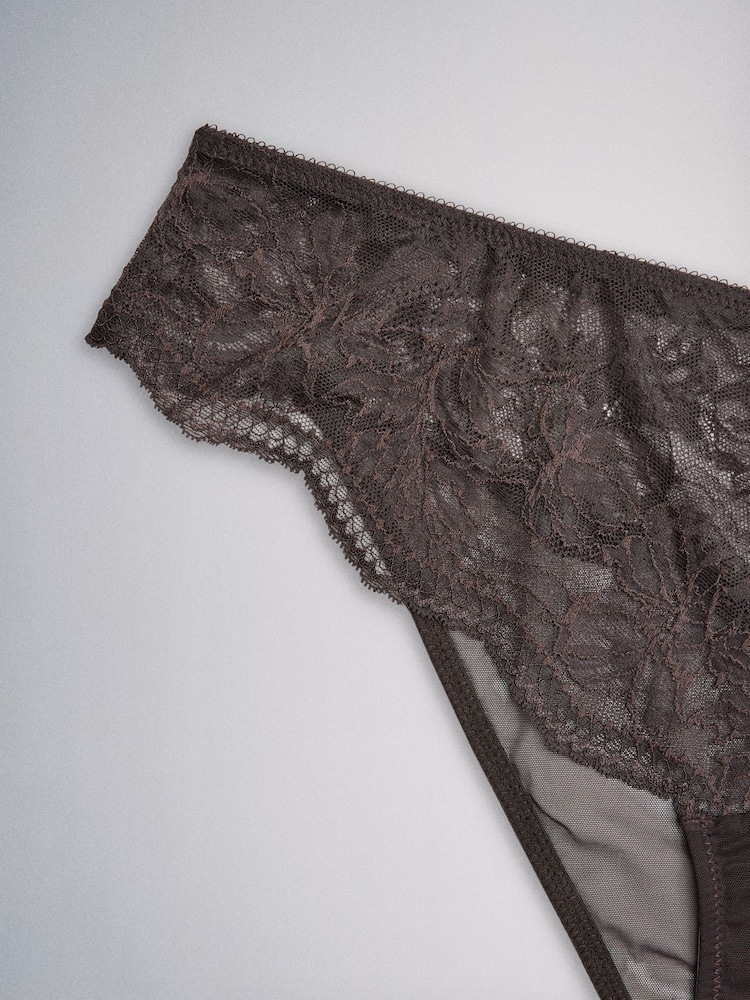 The Set Brazilian 7 Pack All Over Lace Knickers Black/Burghundy Red/Khaki Green - Image 15 of 15