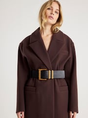 River Island Brown Sculpted Belted Coat - Image 1 of 6