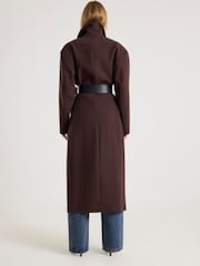 River Island Brown Sculpted Belted Coat - Image 2 of 6