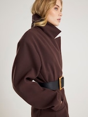 River Island Brown Sculpted Belted Coat - Image 3 of 6