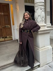 River Island Brown Sculpted Belted Coat - Image 4 of 6