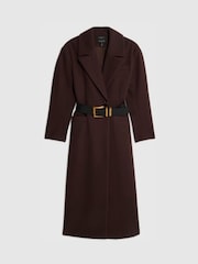 River Island Brown Sculpted Belted Coat - Image 5 of 6