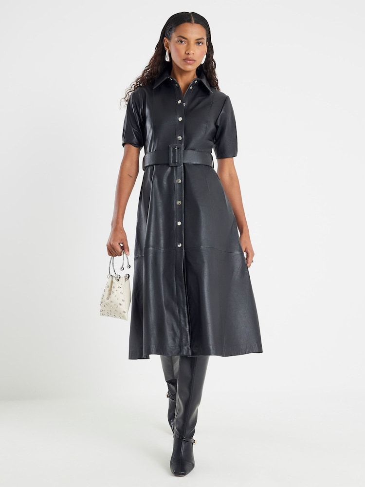 River Island Real Leather Belted Shirt Dress - Slika 1 iz 4 River Island Real Leather Belted Shirt Dress - Slika 1 iz 4