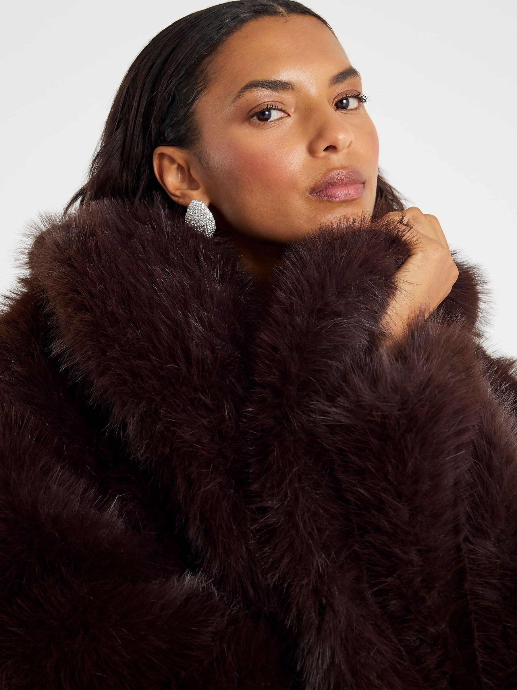 Buy River Island Brown Short Plush Faux Fur Jacket from Next USA