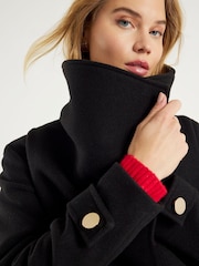 River Island Black Wide Collar Short Wrap Coat - Image 3 of 4