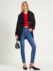 River Island Black Wide Collar Short Wrap Coat - Image 4 of 4