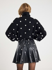 River Island Black Studded Flippy PU Mini Skirt - Image 2 of 4