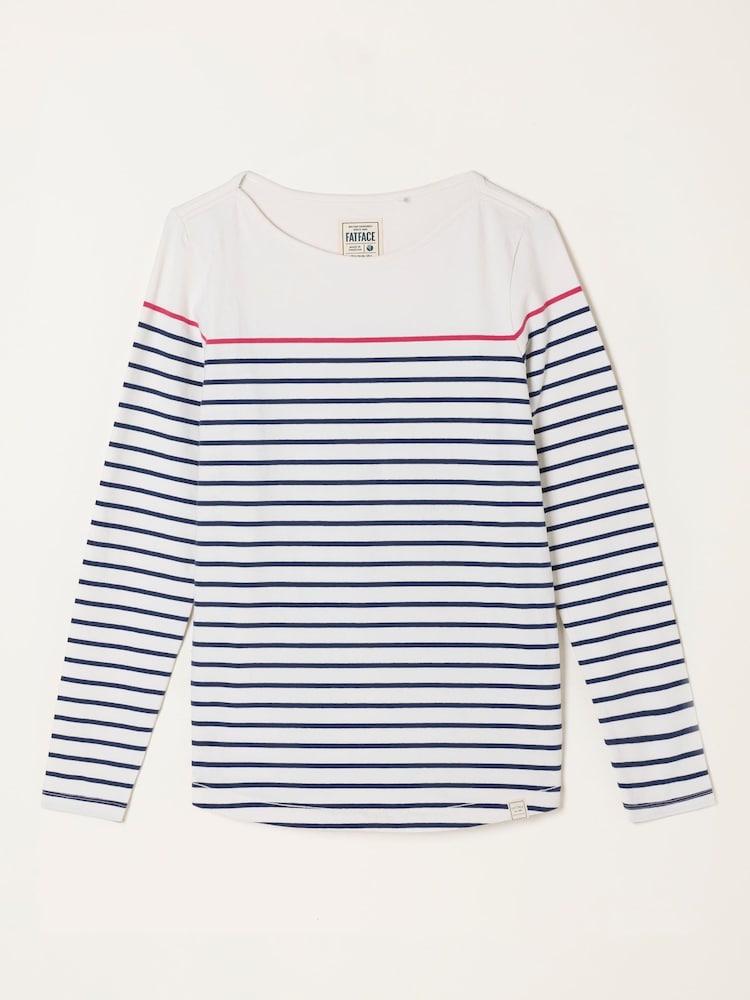 FatFace Ivory Pop Stripe Long Sleeve Top - Image 1 of 1