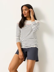 FatFace Ivory Pop Stripe Long Sleeve Top - Image 4 of 6
