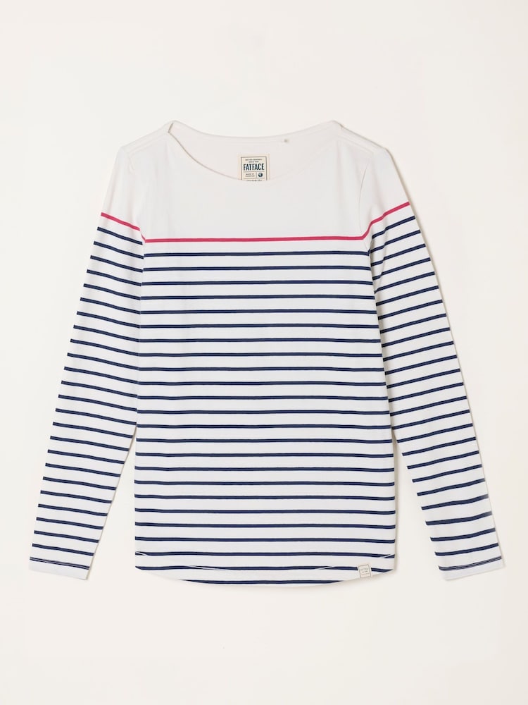 FatFace Ivory Pop Stripe Long Sleeve Top - Image 6 of 6