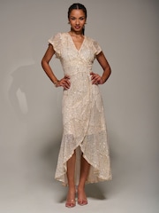 Jolie Moi Frill Short Sleeve Sequin Maxi Dress - Imagen 6 de 6