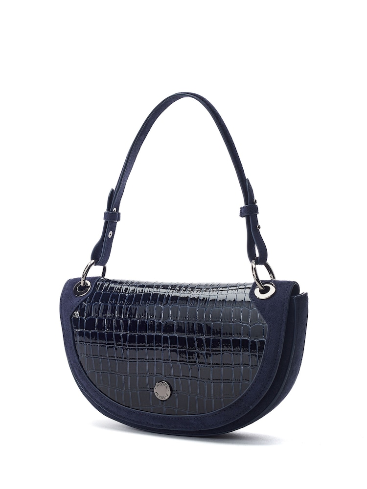 Moda in Pelle Blue Fillipa Half Moon Flap Cross-Body Bag - Image 2 of 4 Moda in Pelle Blue Fillipa Half Moon Flap Cross-Body Bag - Image 2 of 4