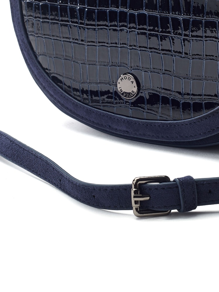 Moda in Pelle Blue Fillipa Half Moon Flap Cross-Body Bag - Image 4 of 4 Moda in Pelle Blue Fillipa Half Moon Flap Cross-Body Bag - Image 4 of 4