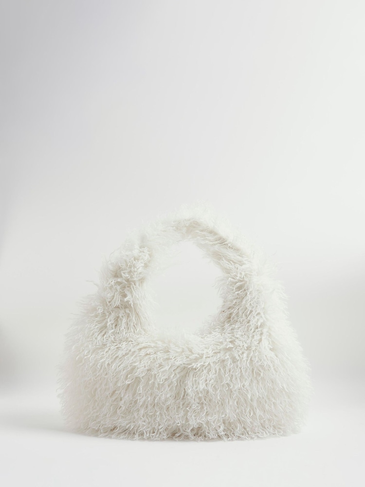 River Island Cream Faux Fur Slouch Bag - Image 6 of 6