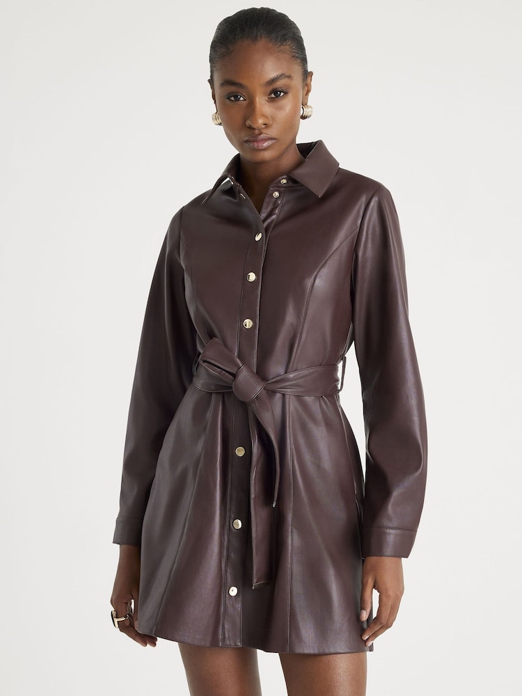 River Island Red Belted Collar Day Dress - Image 1 of 4