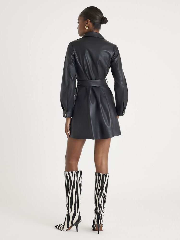 River Island Black Belted Collar Day Dress - Image 4 of 4