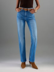 جينز قصّة رِجل مستقيمة قابل للتمدد بحزام من River Island - صورة 1 من 7