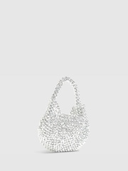 River Island Silver Beaded Scoop Clutch - Image 1 of 5