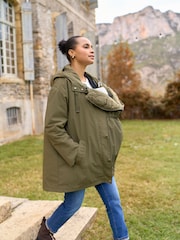 Seraphine Khaki Maternity & Babywearing Versatile Coat with Separate Inner Quilted - Image 2 of 8
