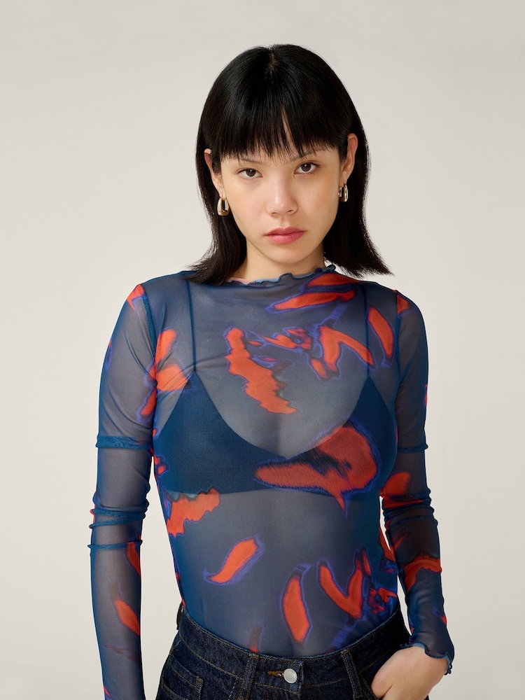 Omnes Blue Lorrie Mesh Top - Image 1 of 4 Omnes Blue Lorrie Mesh Top - Image 1 of 4