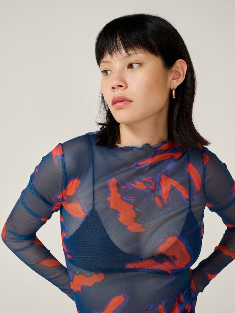 Omnes Blue Lorrie Mesh Top - Image 4 of 4 Omnes Blue Lorrie Mesh Top - Image 4 of 4