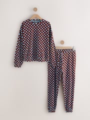 Chocolate Brown Polkadot Cotton Long Sleeve Pyjamas - Image 6 of 8