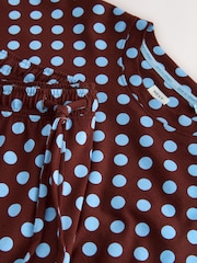 Chocolate Brown Polkadot Cotton Long Sleeve Pyjamas - Image 8 of 8