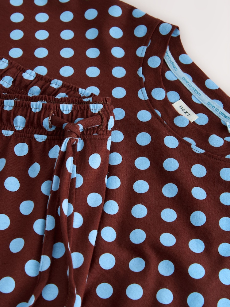 Chocolate Brown Polkadot Cotton Long Sleeve Pyjamas - Image 8 of 8 Chocolate Brown Polkadot Cotton Long Sleeve Pyjamas - Image 8 of 8