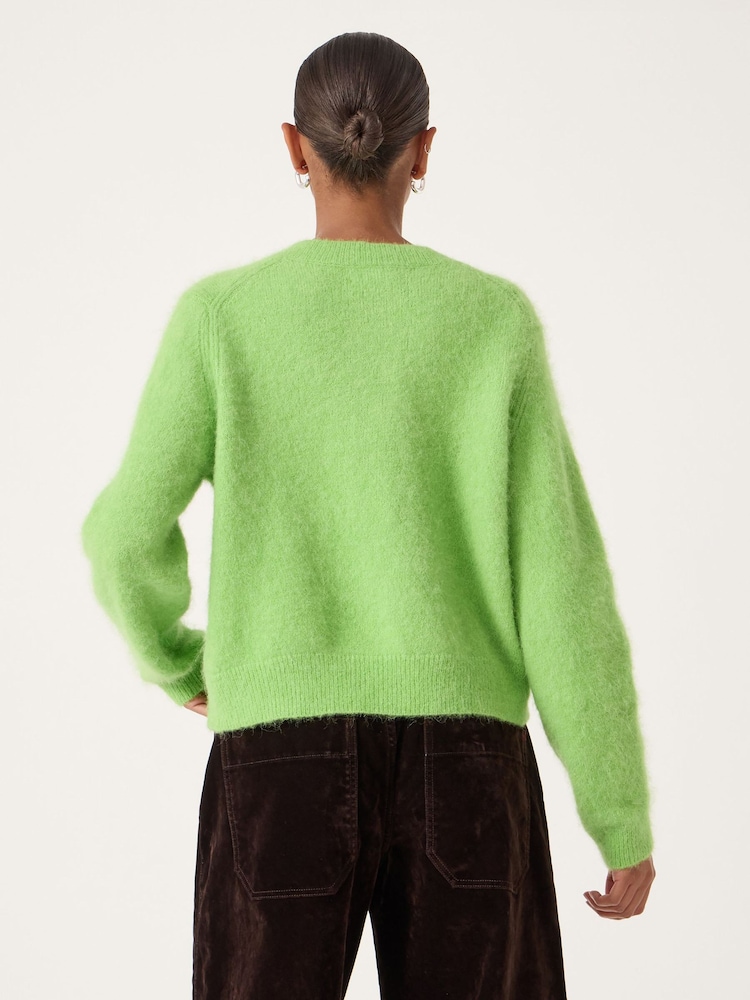 Hush Green Perrin Crew Neck Alpaca Blend Cardigan - Image 2 of 5
